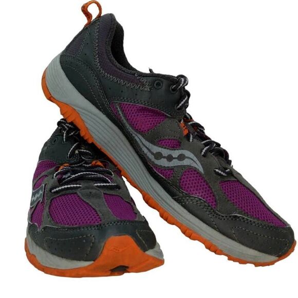 Saucony Adapt Running Womens Pre-owned Gray/Purple/Orange Sneakers - sz. 9 1/2 - Picture 1 of 8